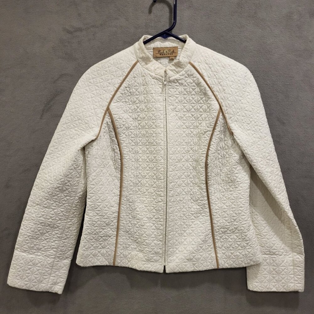 Peck & Peck Weekend Quilted Jacket Womens Size 6‎ Full Zip Classic Preppy Office